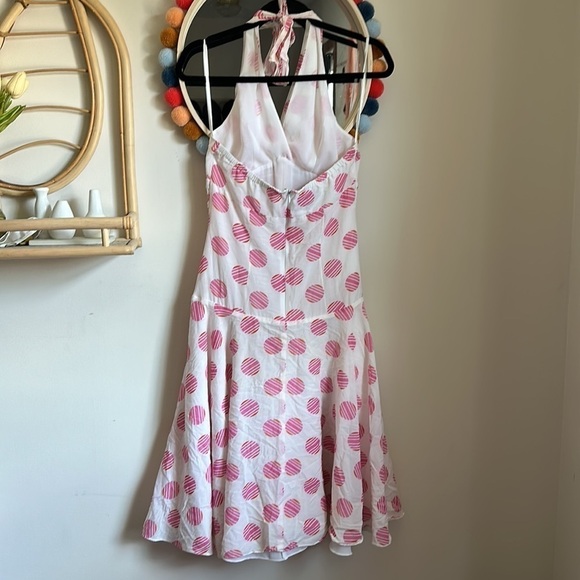 Vintage Y2K Philip DiCaprio Silk Polka Dot Halter Midi Dress - Picture 4 of 7